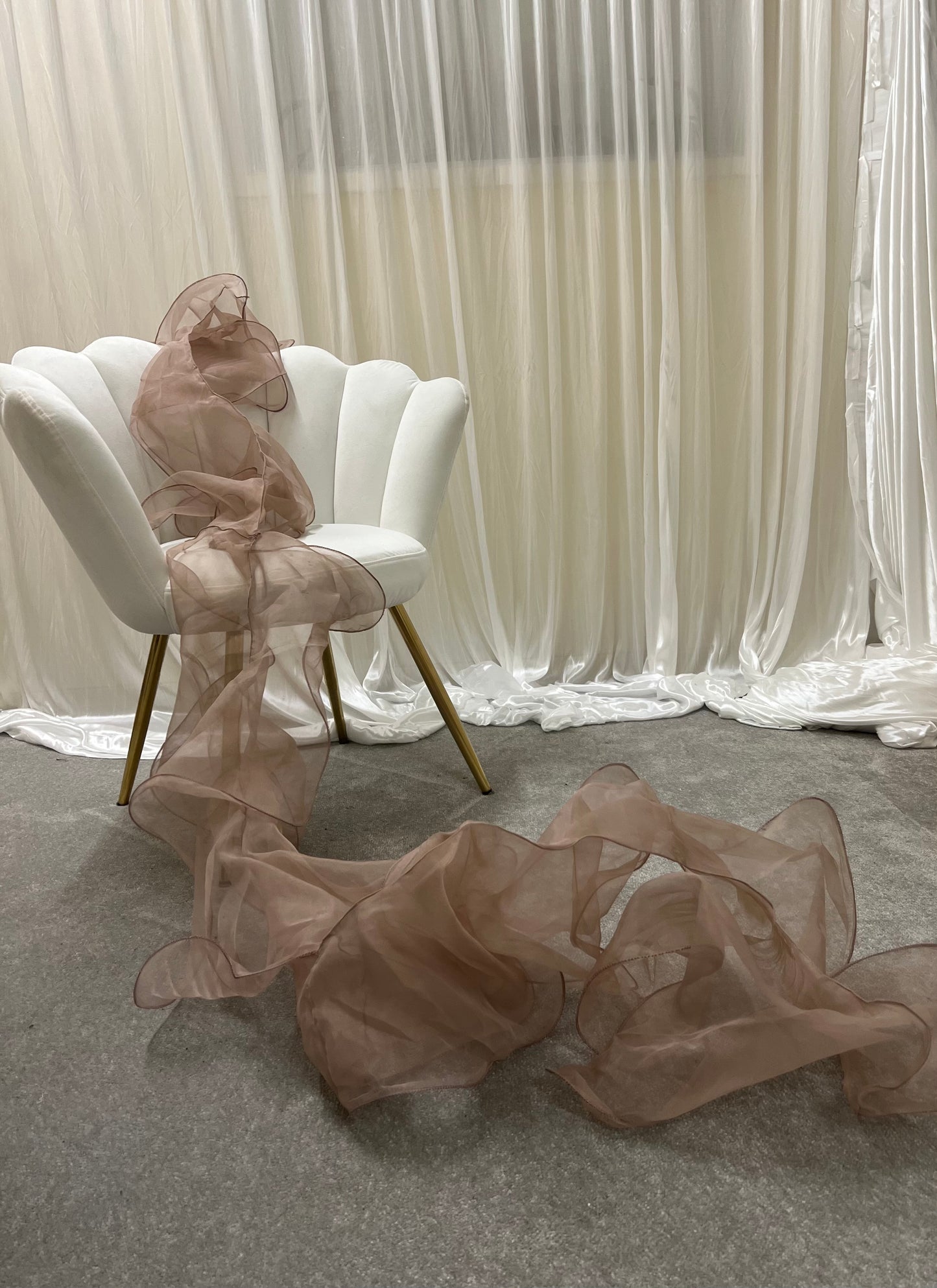 Mocha Organza Ruffle Dupatta