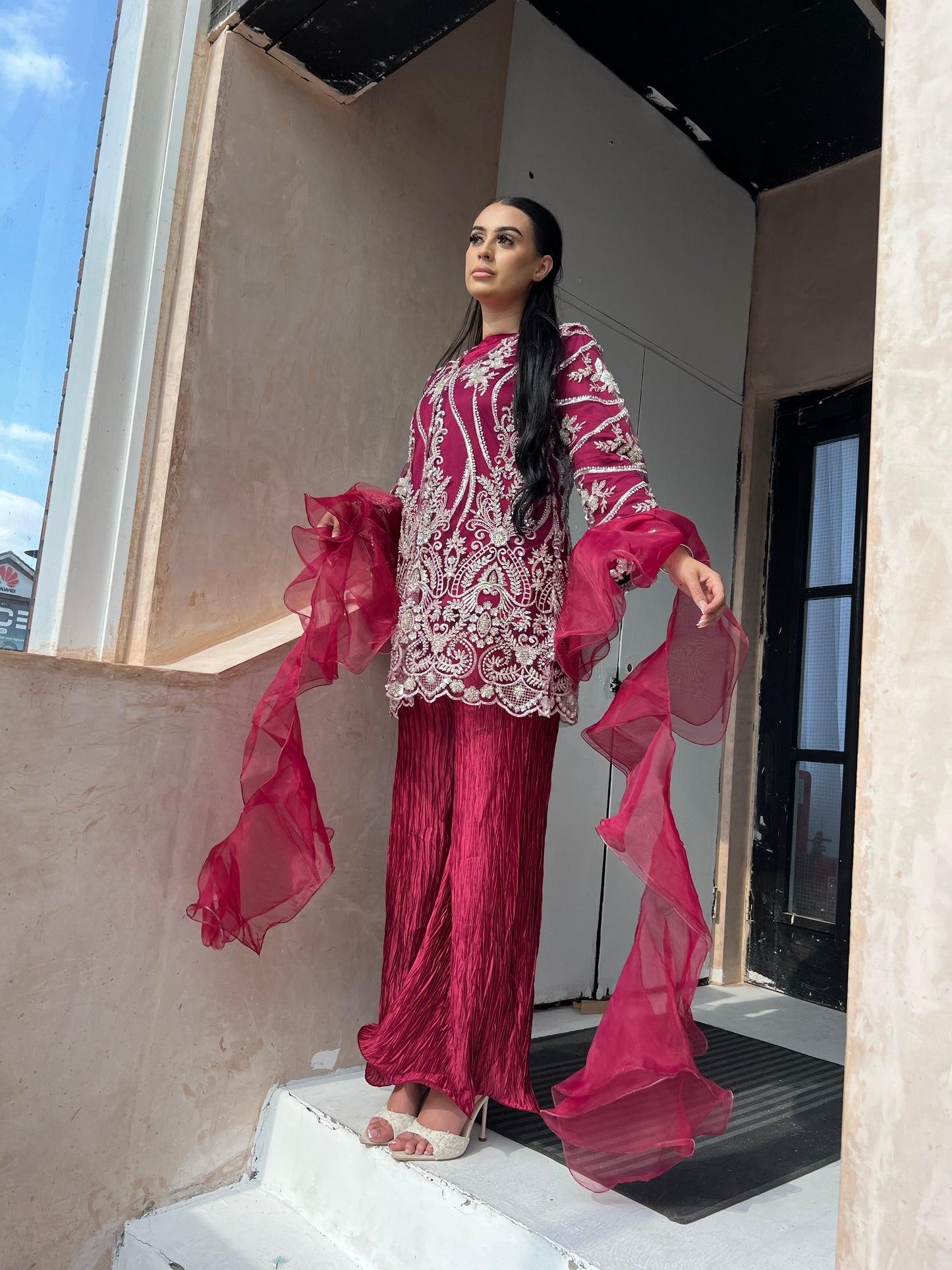 JINA Burgundy (5pc) Includes 2 Trousers