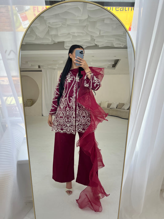 JINA Burgundy (5pc) Includes 2 Trousers