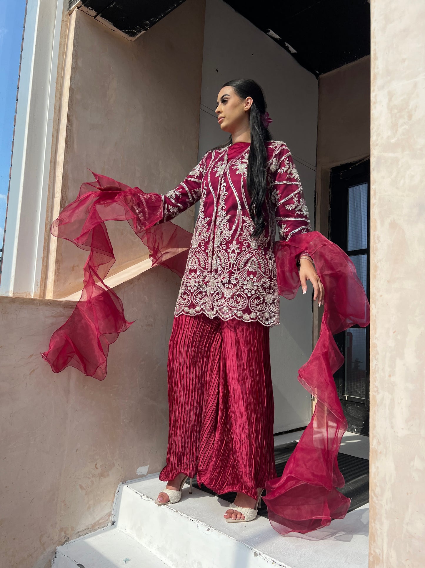 JINA Burgundy (5pc) Includes 2 Trousers