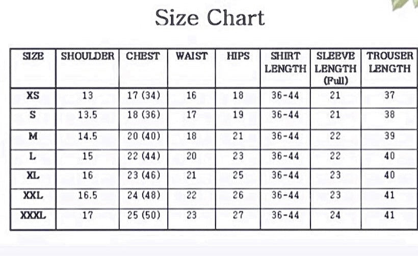 lia-luxe-cape-grey-3pc Size-chart