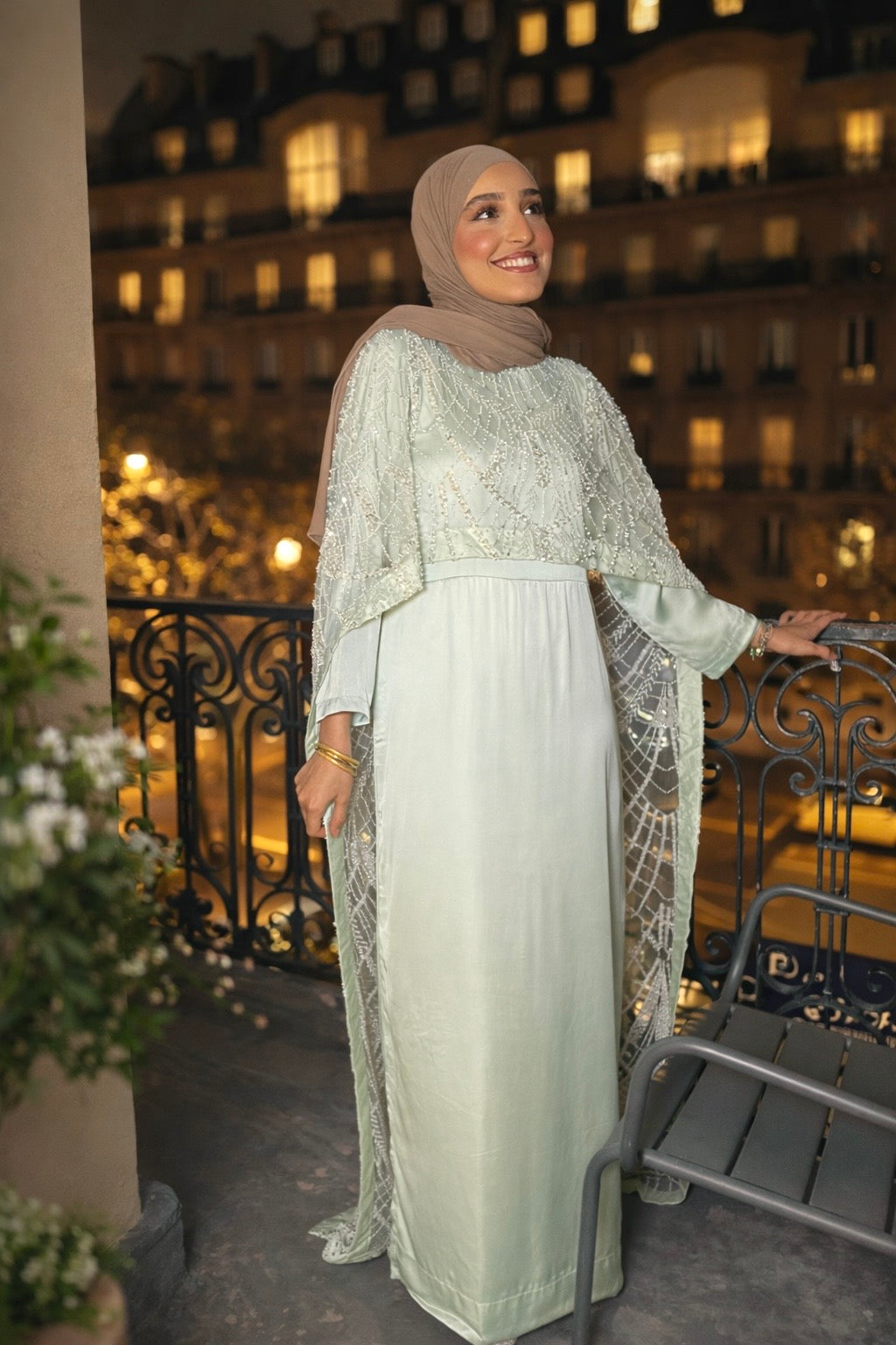 DINA Mint Embellished Trail Cape (2PC)