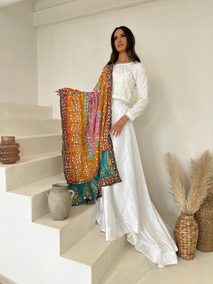 DUPATTA: Pure Silk Heavy Mirror and Tilla Work