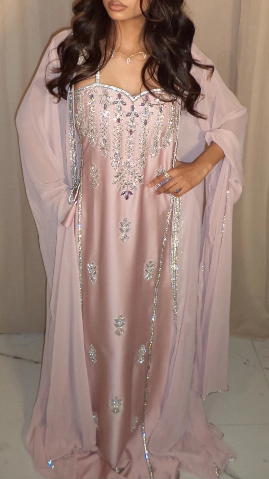 Dusty pink corset emirati dress