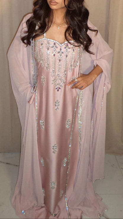 Dusty pink corset emirati dress