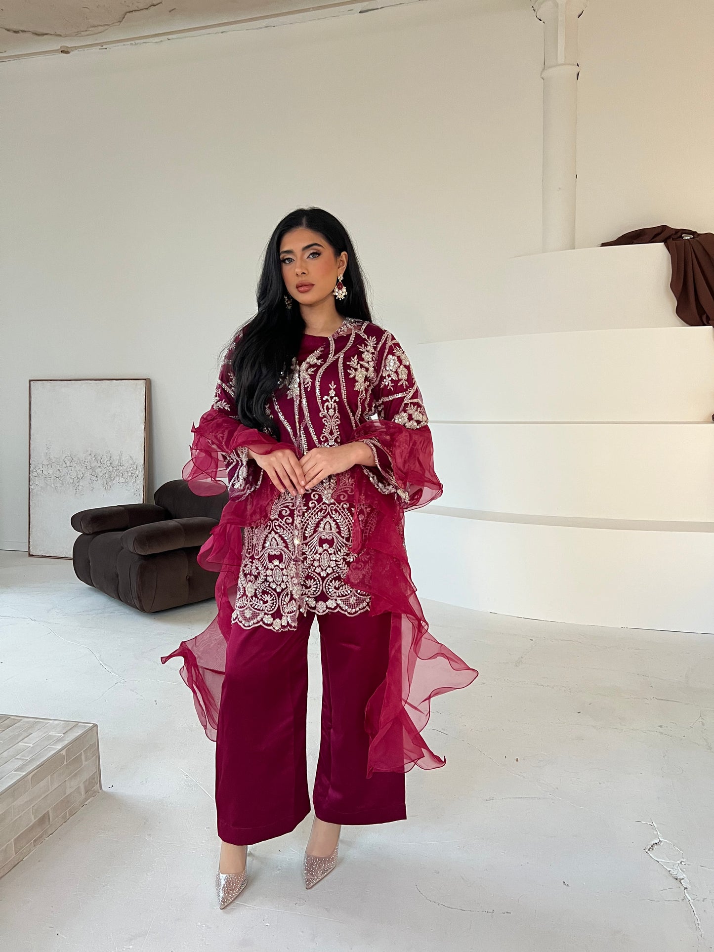 JINA Burgundy (5pc) Includes 2 Trousers