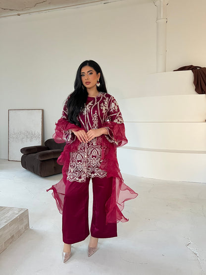 JINA Burgundy (5pc) Includes 2 Trousers