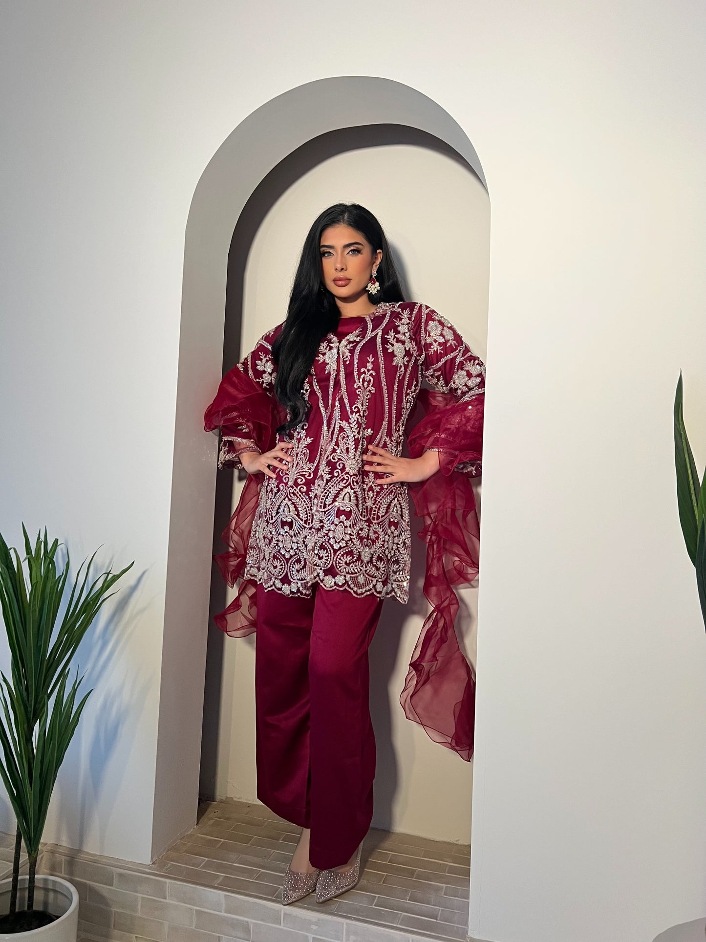 JINA Burgundy (5pc) Includes 2 Trousers