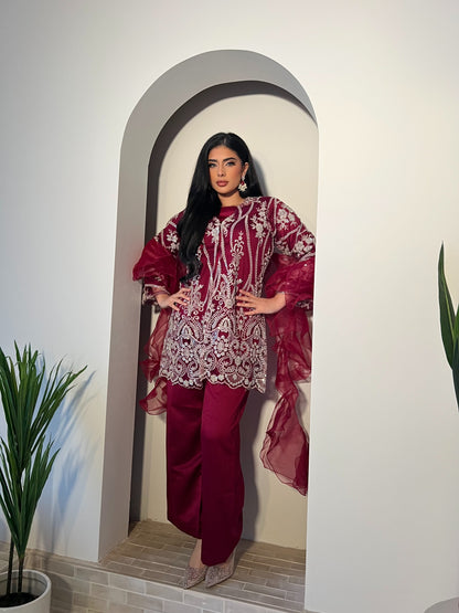 JINA Burgundy (5pc) Includes 2 Trousers