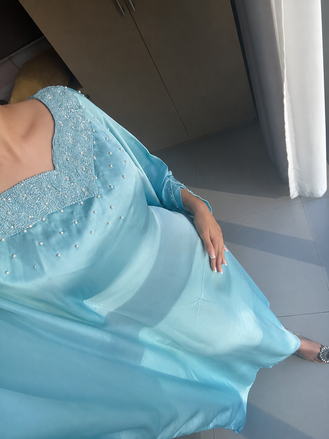 Sierra Pearl Blue (Potli Bag Included)