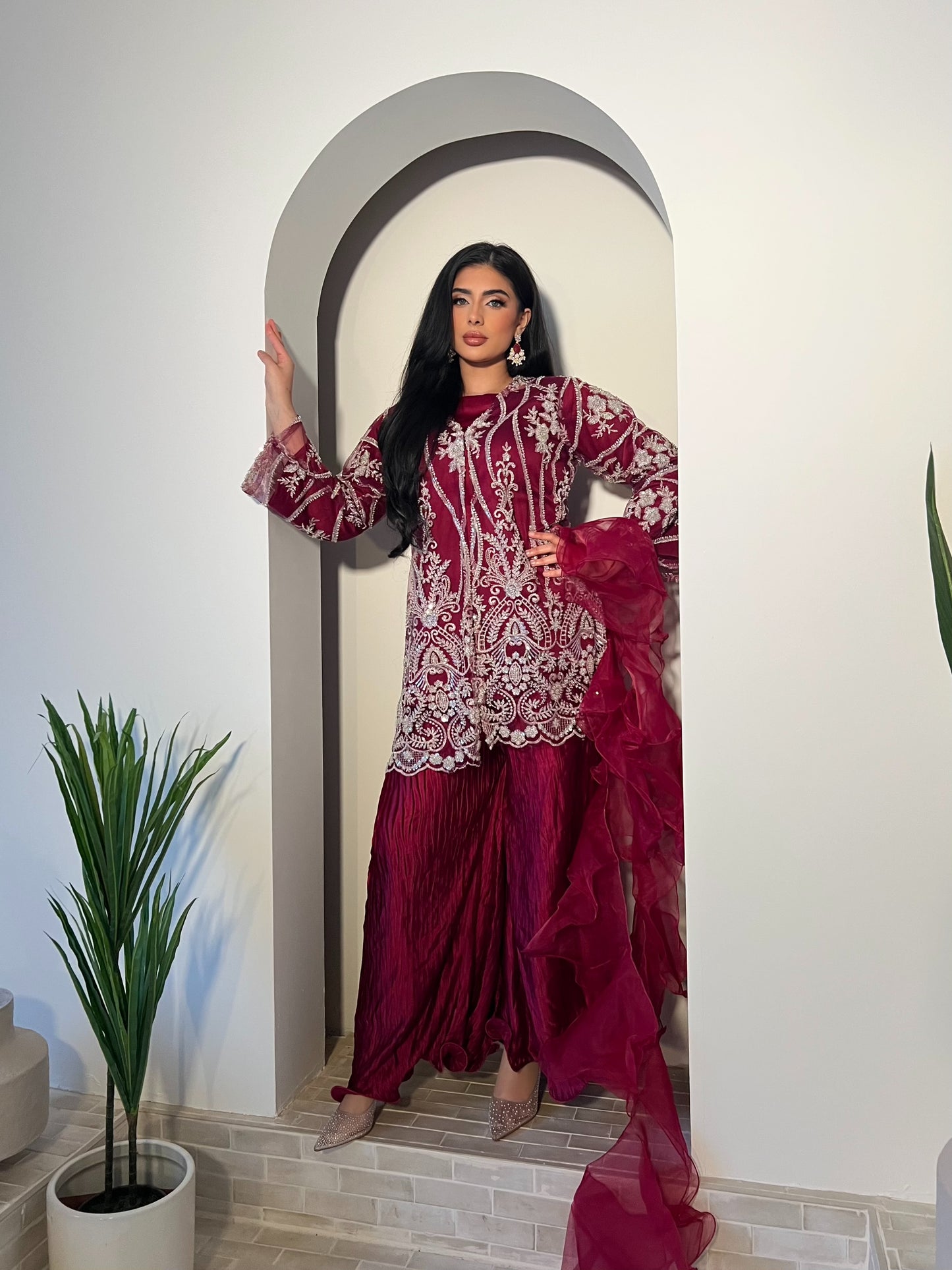 JINA Burgundy (5pc) Includes 2 Trousers