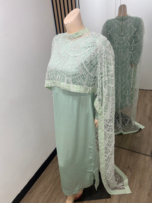 DINA Mint Embellished Trail Cape (2PC)