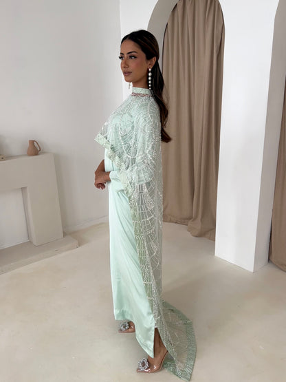 DINA Mint Embellished Trail Cape (2PC)