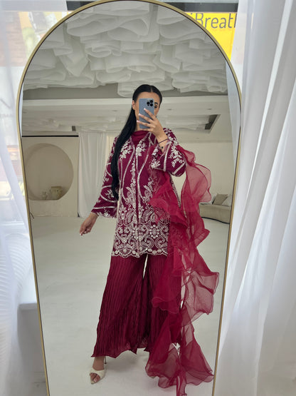JINA Burgundy (5pc) Includes 2 Trousers